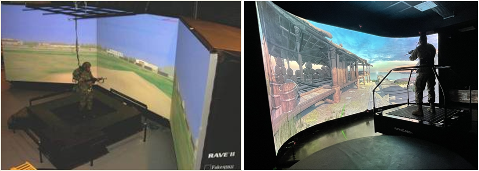 two pictures comparing an immersive virtual reality training system from the year 2000 and 2021.