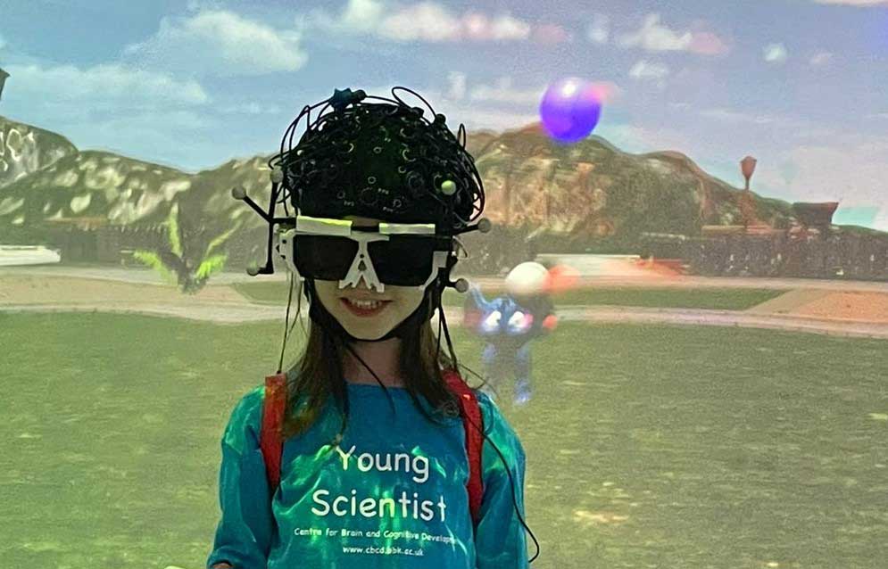 A Young Scientist with a VR headset on