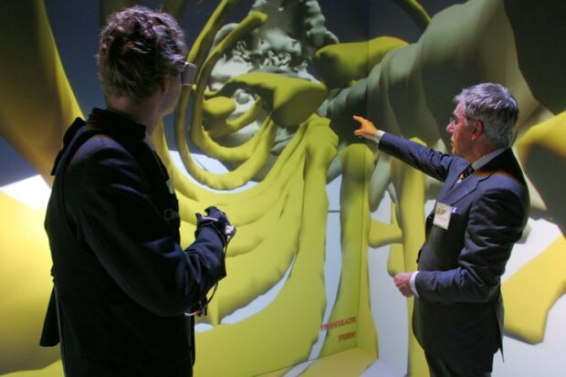 collaboration on a 3D skeleton model in a virtual reality cave