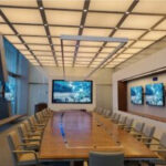 Conference room with multiple visual displays