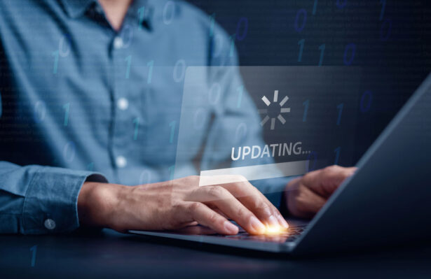 Man on laptop with an 
