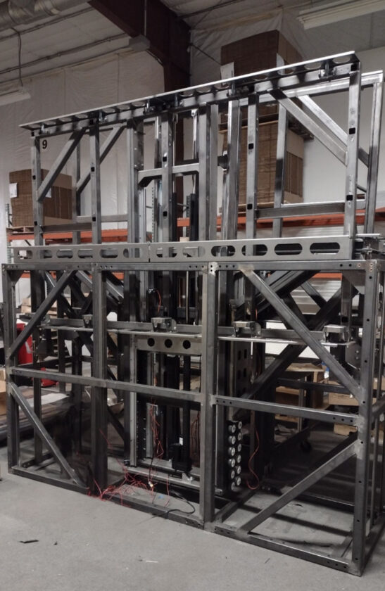 Motorized display structure created by Mechdyne Manufacturing in Marshalltown Iowa